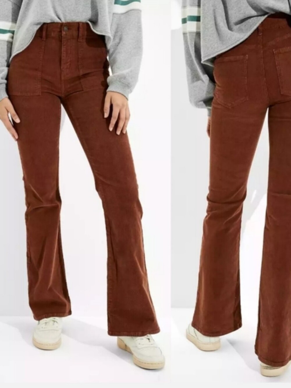 American Eagle Super High Rise Waisted Corduroy Flare Pants 2 Fall